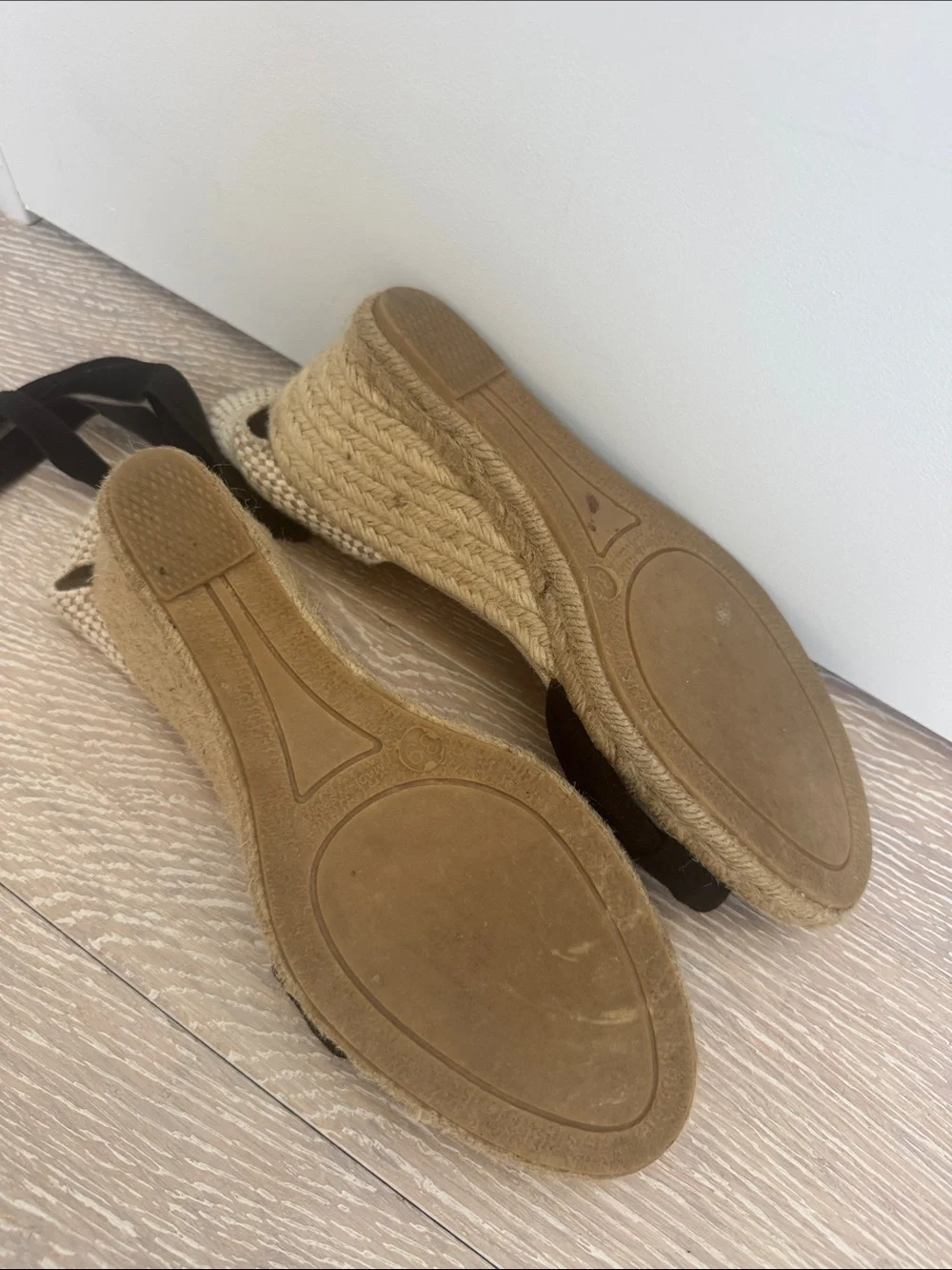 Sézane Black Espadrille Wedge Sandals with Ankle Wrap